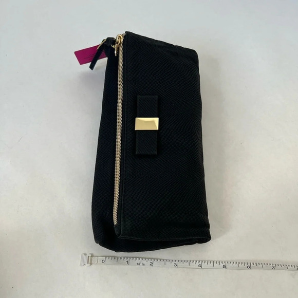 Victoria Secret Fold-Over Classic Black With Bow Wristlet Clutch Bag NWT - Picture 8 of 11